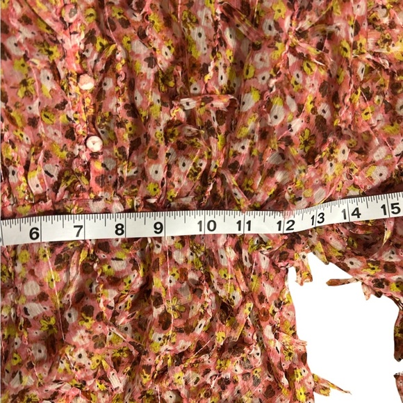 Zara floral chiffon blouse pink daisy print boho romantic top S - Picture 6 of 7